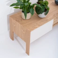 Studio Copenhagen Meuble TV Maayka I - Partiellement en chêne massif - Blanc / Chêne clair -Meubles de salon Soldes 1000277386 211012 15364900099 DETAILS P000000001000277386