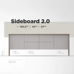 Studio Copenhagen Enfilade Maayka II - Partiellement en chêne massif - Blanc / Chêne clair -Meubles de salon Soldes 1000277388 211111 144903000513 SKETCH DETAILS P000000001000277388 sketch