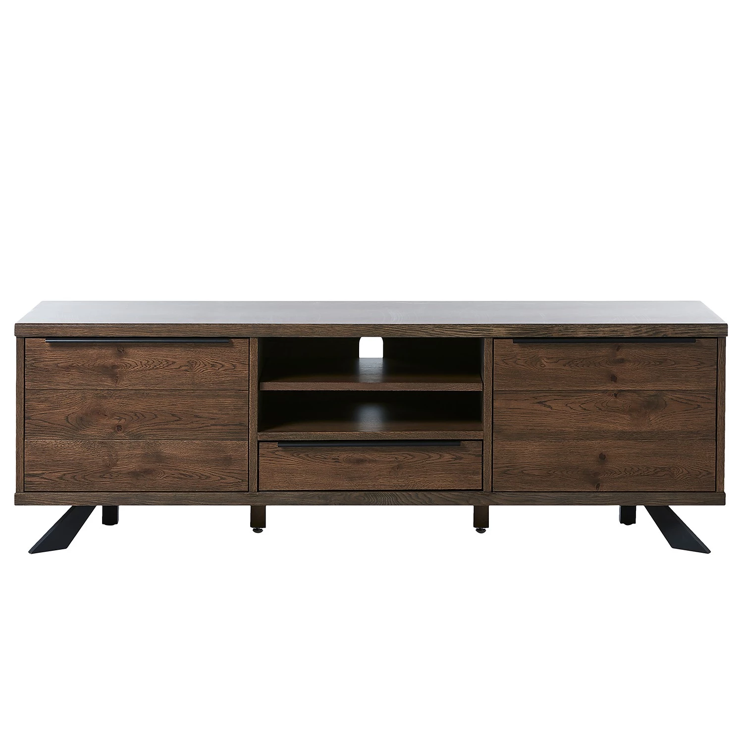 Red Living Meuble TV Berck - Placage en bois véritable - Chêne fumé / Noir 5 Red Living Meuble TV Berck - Placage en bois véritable - Chêne fumé / Noir – Image 3