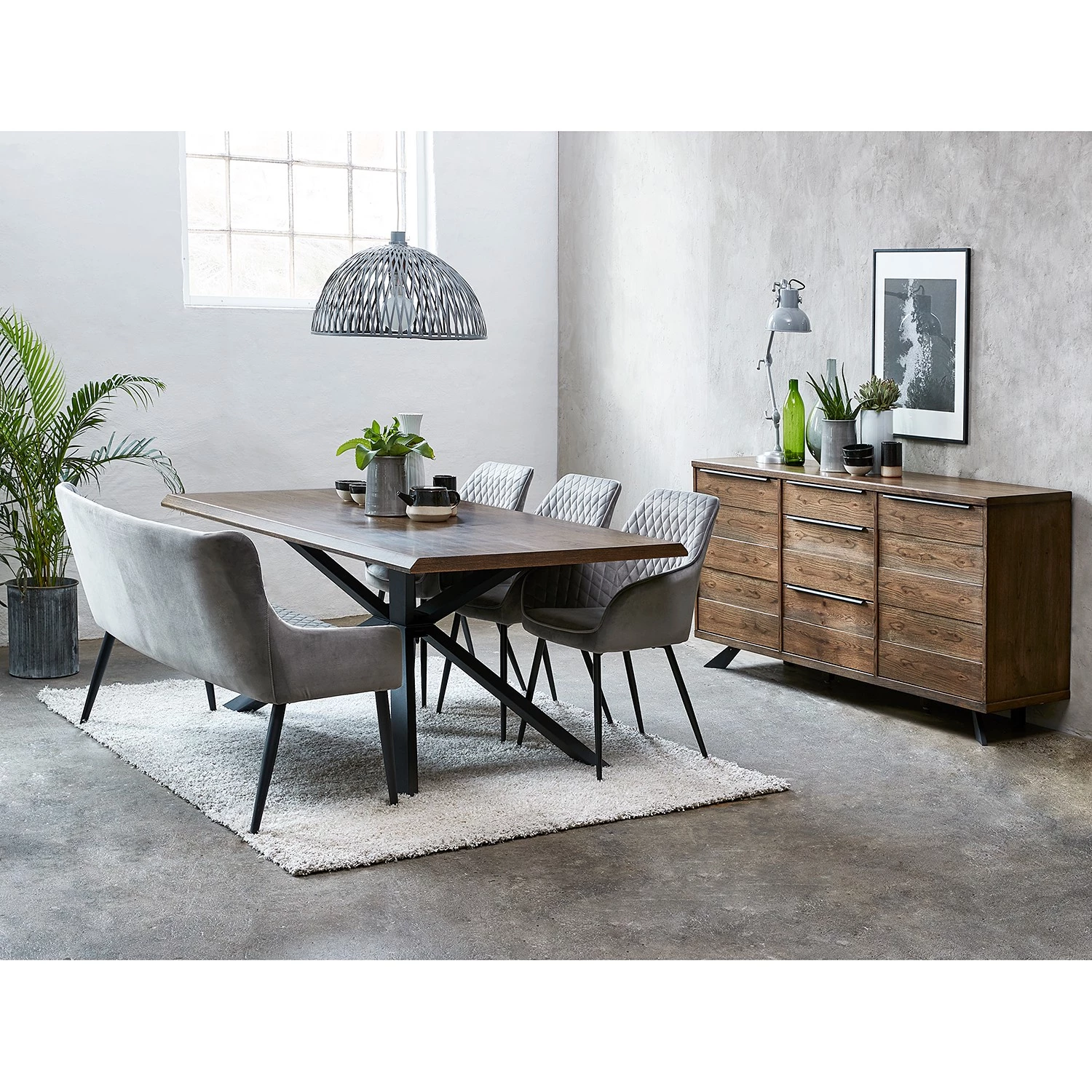 Red Living Buffet Berck - Placage en bois véritable - Chêne fumé / Noir 6 Red Living Buffet Berck - Placage en bois véritable - Chêne fumé / Noir – Image 4