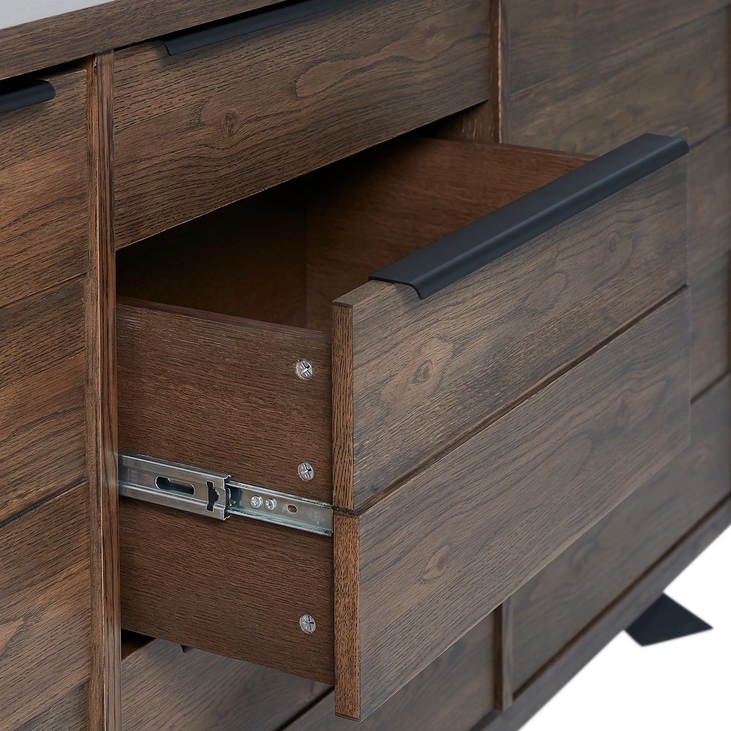 Red Living Buffet Berck - Placage en bois véritable - Chêne fumé / Noir 11 Red Living Buffet Berck - Placage en bois véritable - Chêne fumé / Noir – Image 9