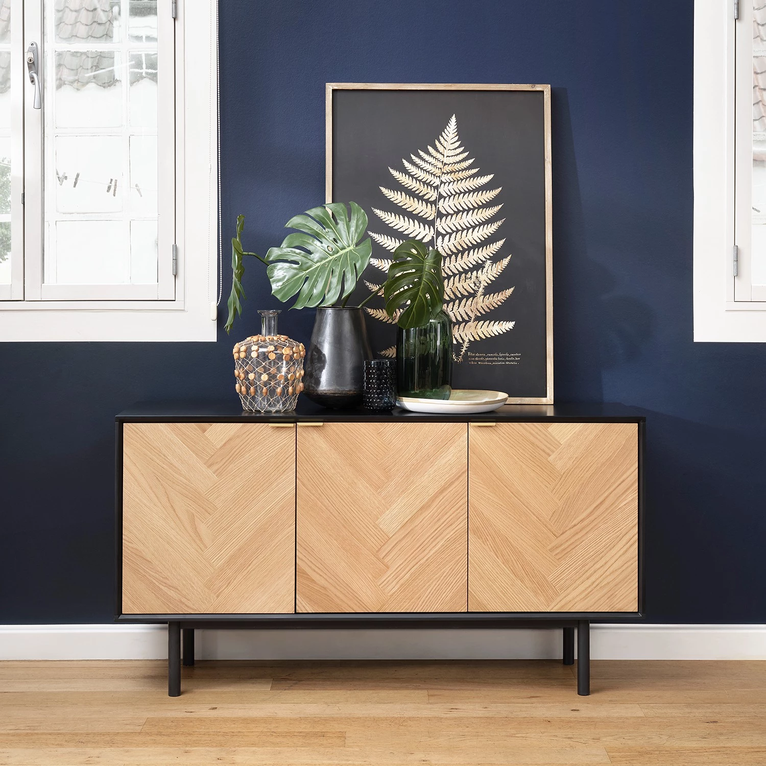 Loftscape Buffet Charlo - Placage en bois véritable - Chêne / Noir 4 Loftscape Buffet Charlo - Placage en bois véritable - Chêne / Noir – Image 2