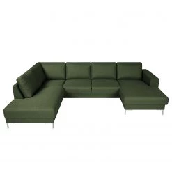 Fredriks Canapé panoramique Summer - Étoffe tissée Mavie: Vert foncé - Méridienne courte à droite / longue à gauche (vue de face) -Meubles de salon Soldes 1000279773 210730 10323800421 DETAILS P000000001000279773