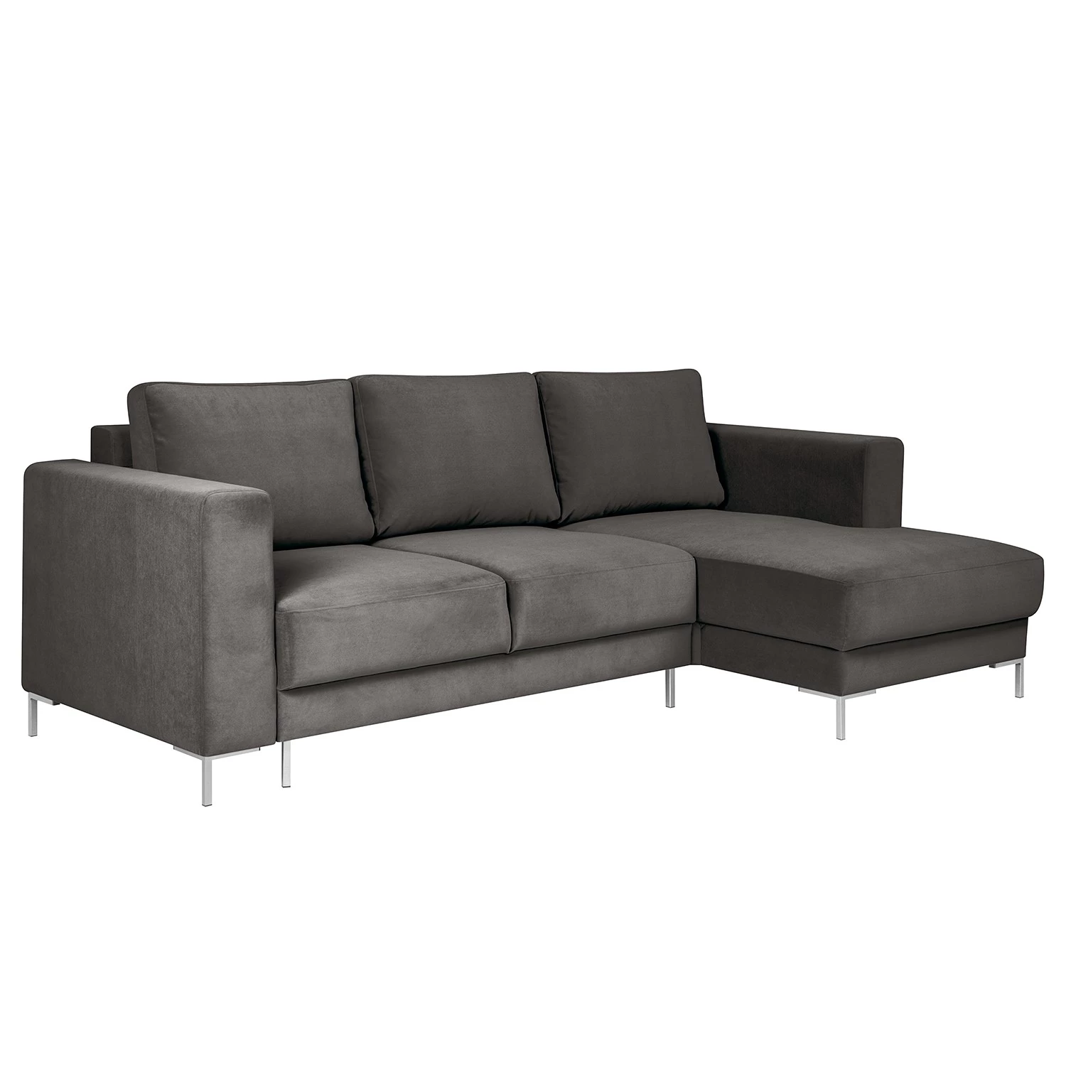 Fredriks Canapé d’angle Summer - Velours Vaia: Gris foncé - Méridienne courte à droite (vue de face) - Avec fonction couchage 3 Fredriks Canapé d’angle Summer - Velours Vaia: Gris foncé - Méridienne courte à droite (vue de face) - Avec fonction couchage