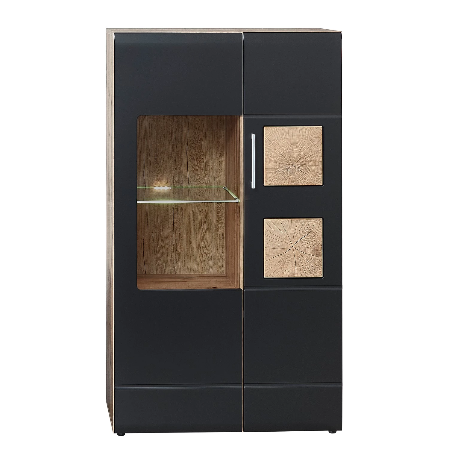 Loftscape Ensemble meubles TV Belloc III (5 élém.) - Avec éclairage intégré - Noir mat / Imitation chêne 5 Loftscape Ensemble meubles TV Belloc III (5 élém.) - Avec éclairage intégré - Noir mat / Imitation chêne – Image 3