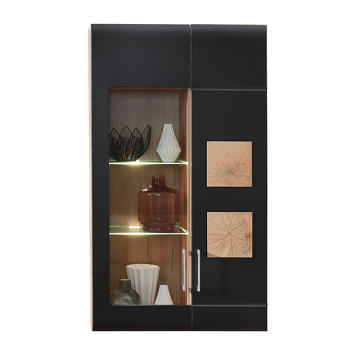 Loftscape Ensemble meubles TV Belloc III (5 élém.) - Avec éclairage intégré - Noir mat / Imitation chêne 11 Loftscape Ensemble meubles TV Belloc III (5 élém.) - Avec éclairage intégré - Noir mat / Imitation chêne – Image 9