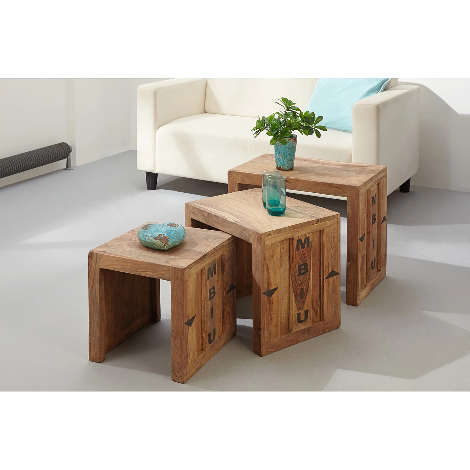 Wolf-Möbel Bouts de canapé Container I (lot de 3) - Sheesham 4 Wolf-Möbel Bouts de canapé Container I (lot de 3) - Sheesham – Image 2