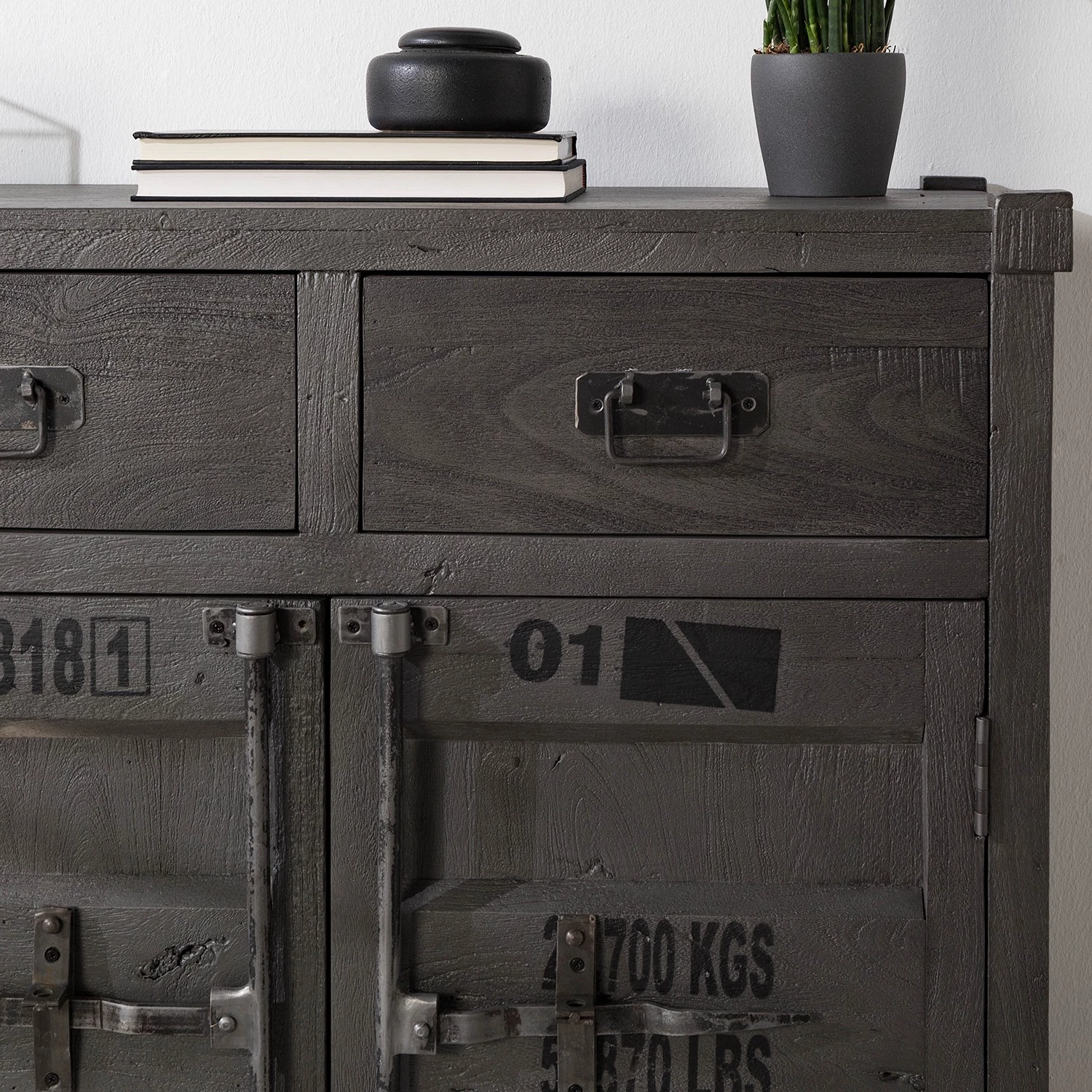 Wolf-Möbel Buffet Container - Acacia Gris 5 Wolf-Möbel Buffet Container - Acacia Gris – Image 3