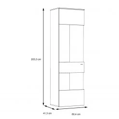Loftscape Vitrine Corey - Avec éclairage - Imitation chêne / Gris - Butoir à gauche -Meubles de salon Soldes 1000282745 211109 144354000571 SKETCH DETAILS P000000001000282745 sketch