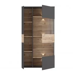 Loftscape Vitrine Corey - Avec éclairage - Imitation chêne / Gris - Porte en verre à droite -Meubles de salon Soldes 1000282747 211109 144406000127 DETAILS P000000001000282747