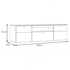 Loftscape Meuble TV Corey - Avec éclairage - Imitation chêne / Gris - Largeur : 210 cm -Meubles de salon Soldes 1000282748 211109 144408000598 SKETCH DETAILS P000000001000282748 sketch
