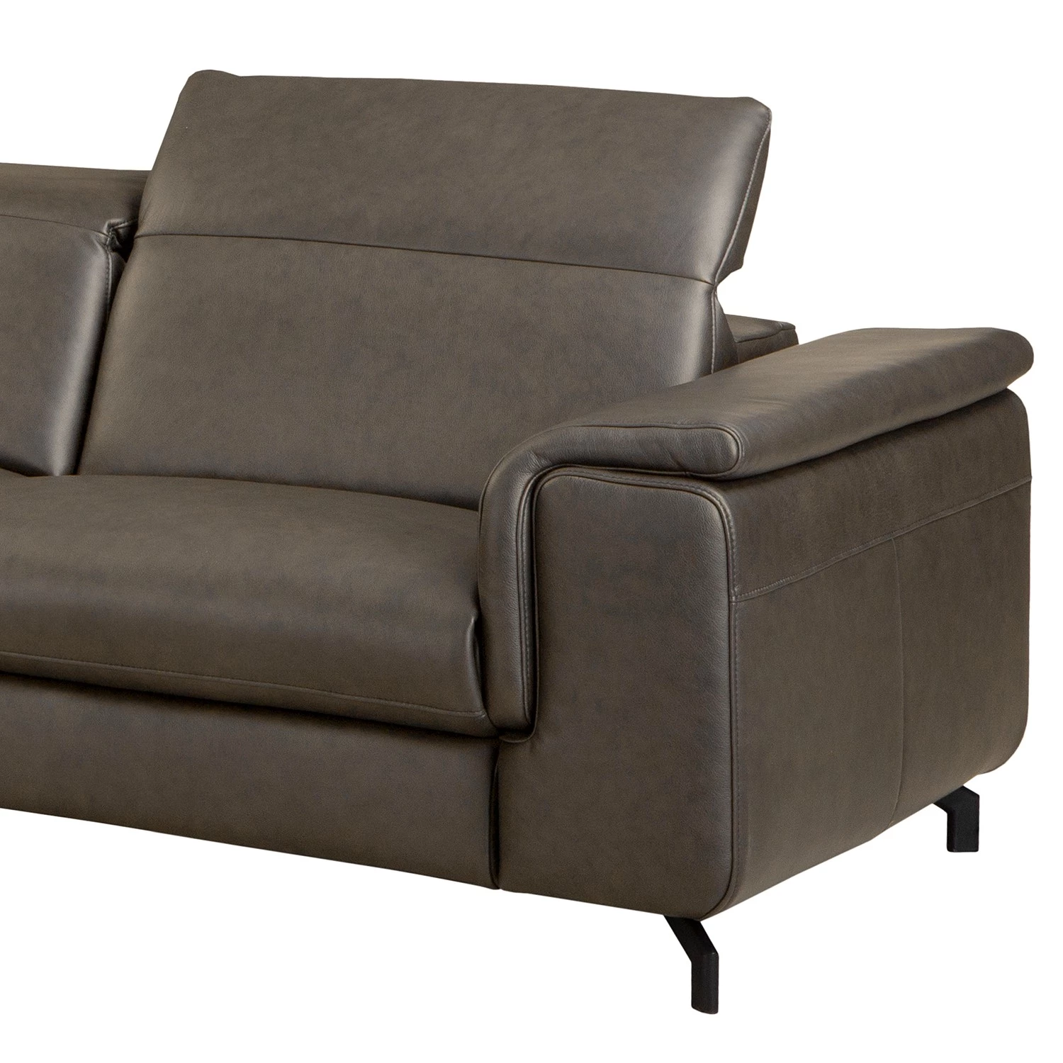 Ars manufacti Canapé d’angle Lagor - Cuir véritable - Cuir Padme: Marron gris - Méridienne courte à gauche (vue de face) - Sans fonction 12 Ars manufacti Canapé d’angle Lagor - Cuir véritable - Cuir Padme: Marron gris - Méridienne courte à gauche (vue de face) - Sans fonction – Image 10