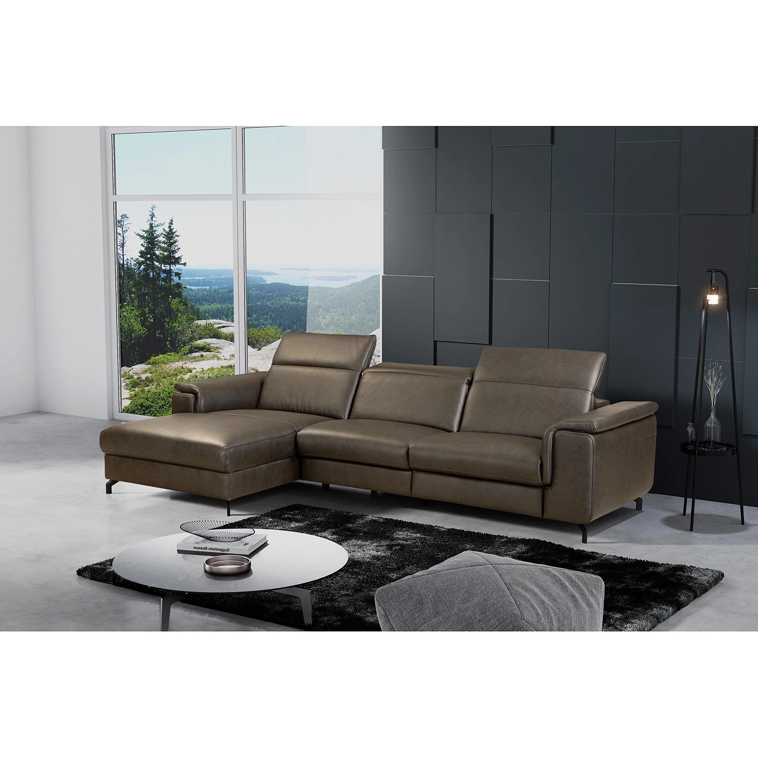 Ars manufacti Canapé d’angle Lagor - Cuir véritable - Cuir Padme: Marron gris - Méridienne courte à gauche (vue de face) - Sans fonction 4 Ars manufacti Canapé d’angle Lagor - Cuir véritable - Cuir Padme: Marron gris - Méridienne courte à gauche (vue de face) - Sans fonction – Image 2