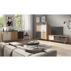 Fredriks Meuble TV Bowood - Imitation chêne artisan / Blanc -Meubles de salon Soldes 1000283837 210805 14243600105 MOOD DETAILS P000000001000283837 mood