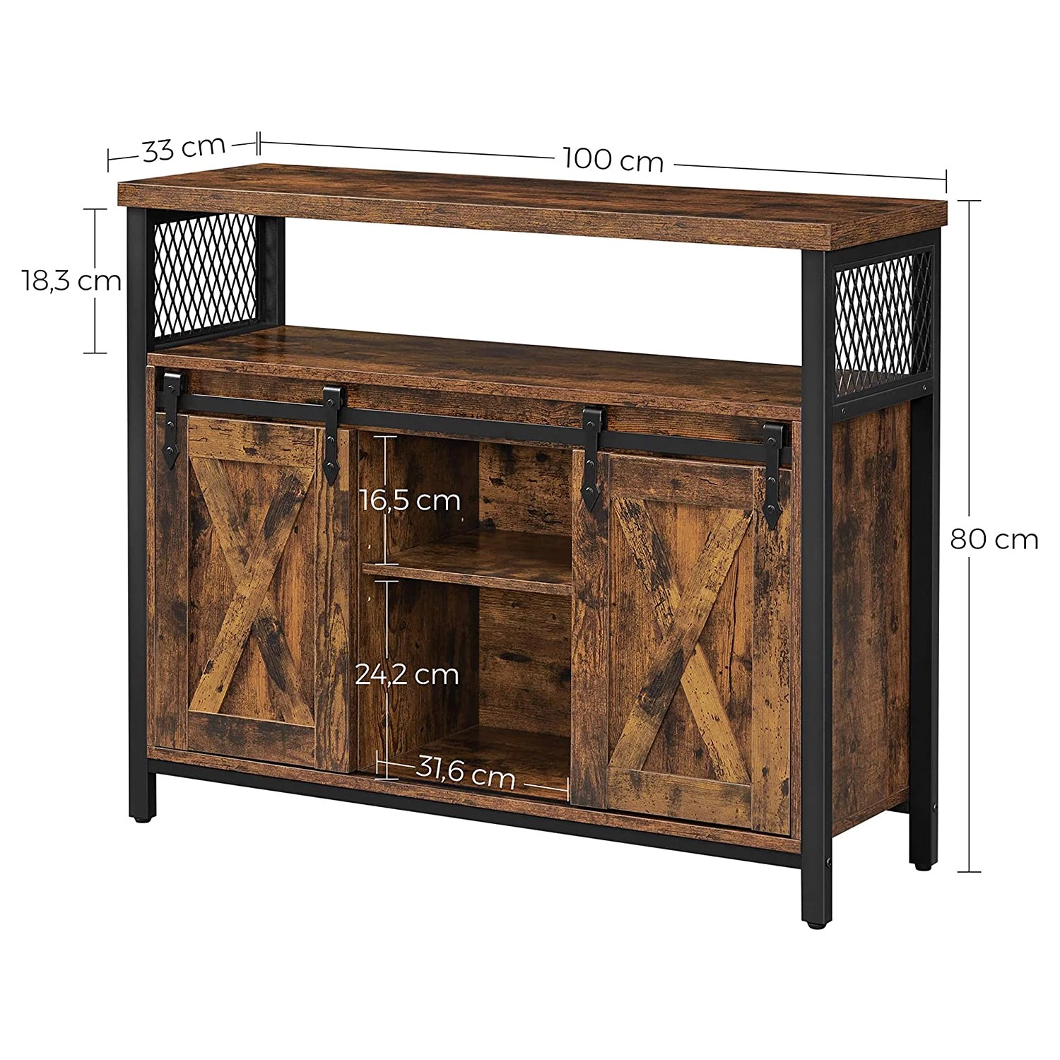 Red Living Buffet Hazlet II - Marron / Noir 10 Red Living Buffet Hazlet II - Marron / Noir – Image 8