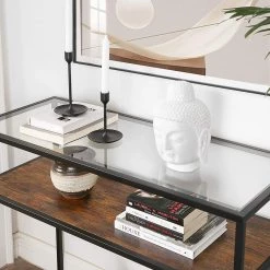 Red Living Console Cottage Hill - Verre / Métal - Marron / Noir -Meubles de salon Soldes 1000283989 210810 15024000181 DETAILS P000000001000283989