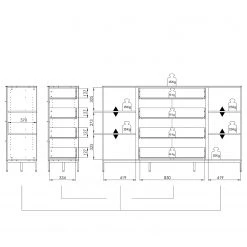 Maja Möbel Buffet Trend - Verre - Blanc brillant / Chrome -Meubles de salon Soldes 1000284207 210804 14342400015 SKETCH DETAILS P000000001000284207 sketch