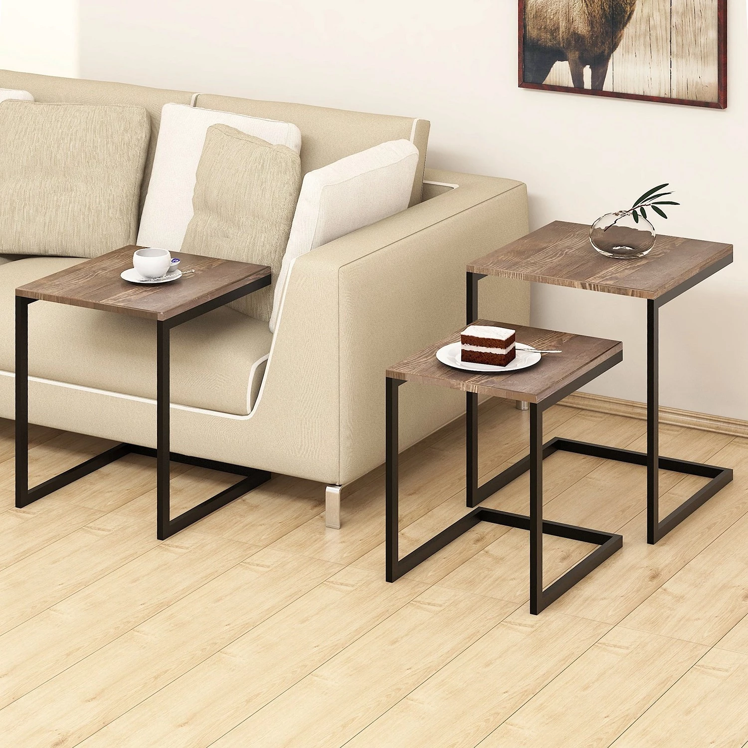 Red Living Bouts de canapé Elyrie (3 éléments) - Pin massif / Métal - Pin / Noir 6 Red Living Bouts de canapé Elyrie (3 éléments) - Pin massif / Métal - Pin / Noir – Image 4