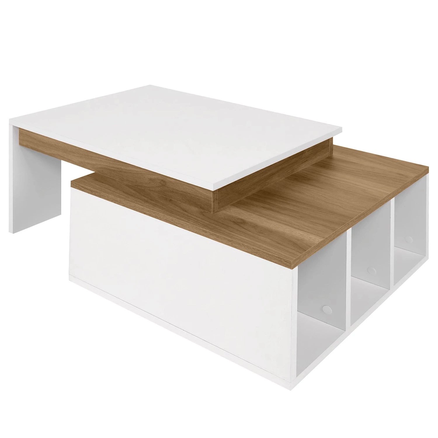 Loftscape Table basse Garala - Blanc / Imitation noyer clair 7 Loftscape Table basse Garala - Blanc / Imitation noyer clair – Image 5