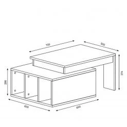 Loftscape Table basse Garala - Blanc / Imitation noyer clair 15 Loftscape Table basse Garala - Blanc / Imitation noyer clair -Meubles de salon Soldes 1000284331 210809 06082800038 SKETCH DETAILS P000000001000284331 sketch