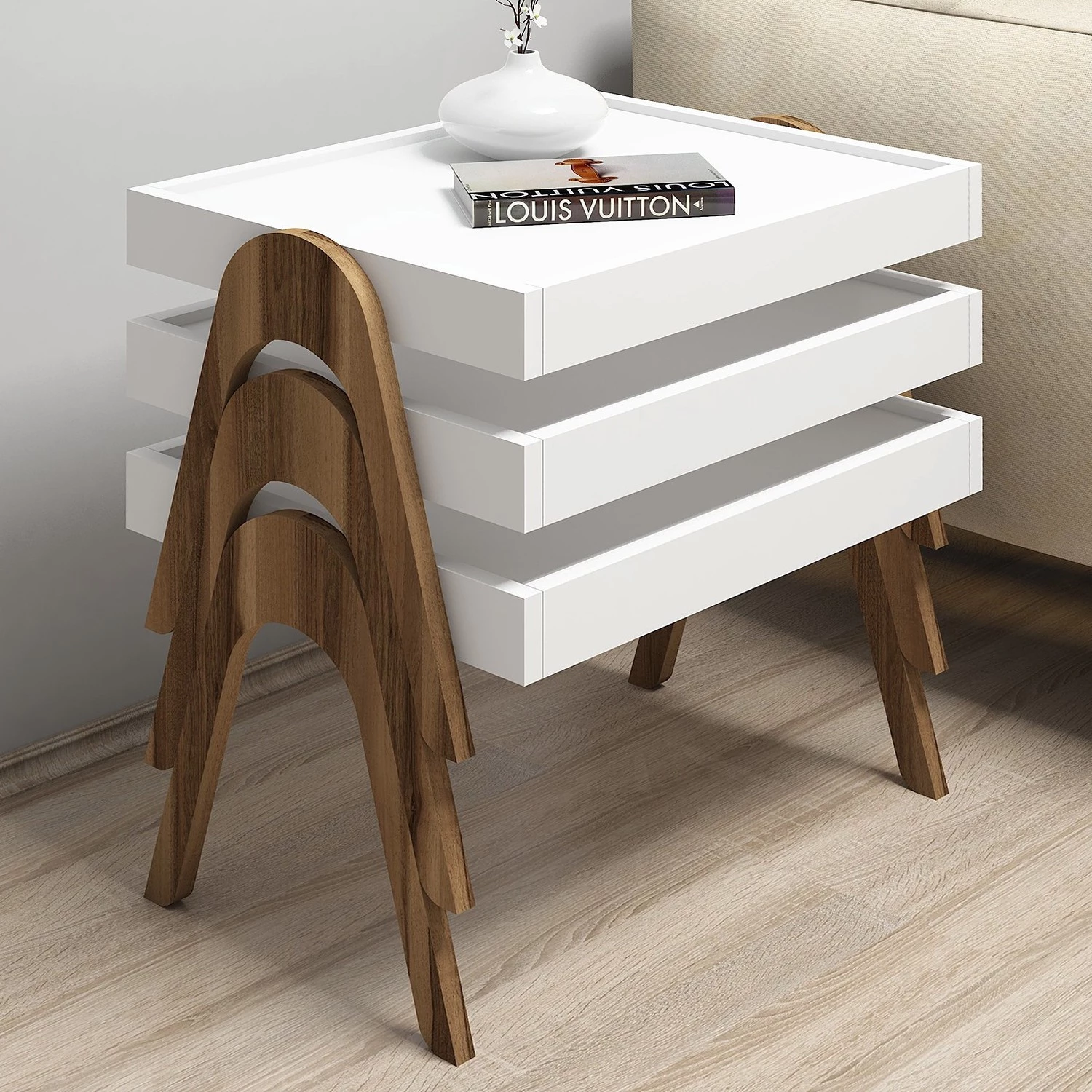 Loftscape Bouts de canapé Mosby (lot de 3) - Blanc 4 Loftscape Bouts de canapé Mosby (lot de 3) - Blanc – Image 2