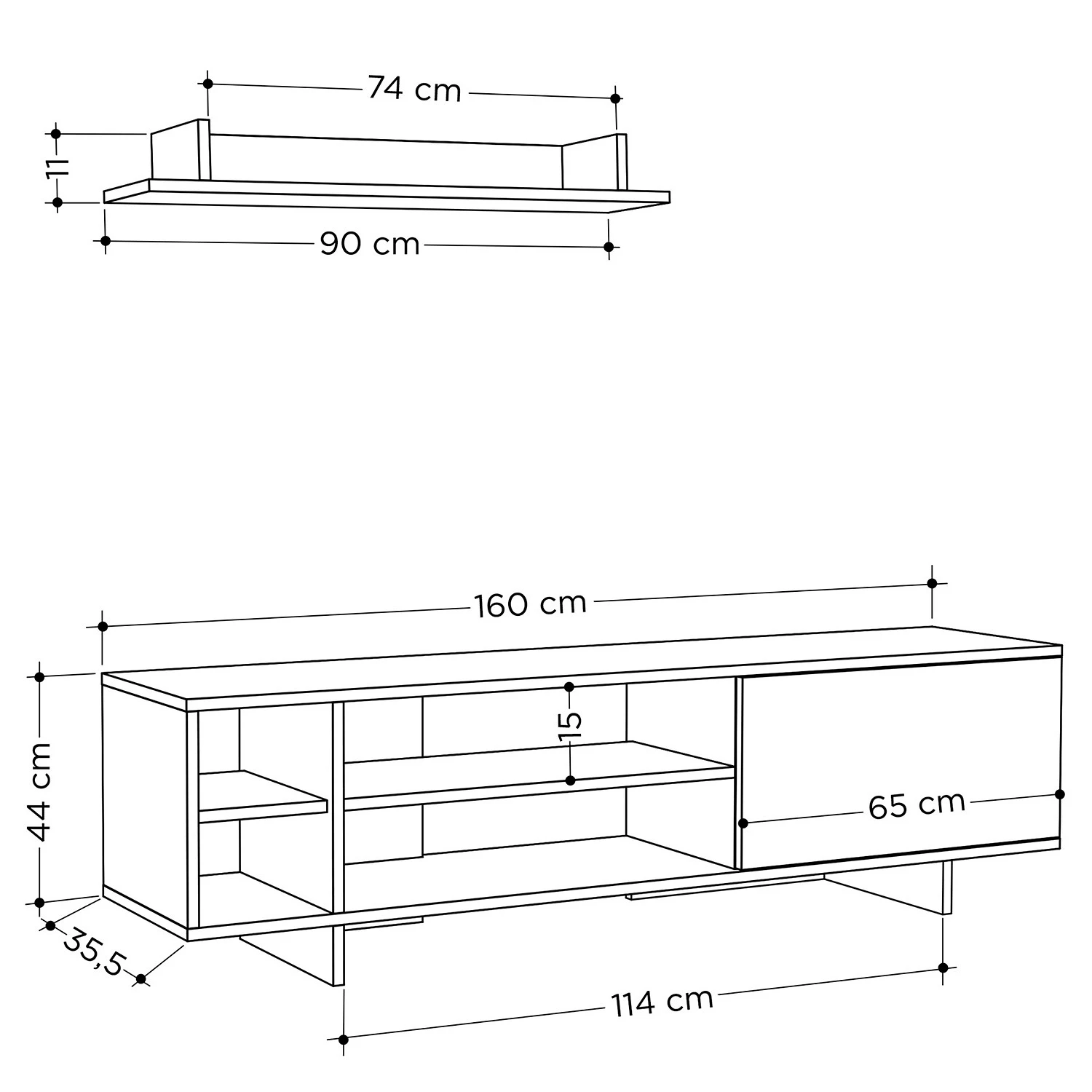 Loftscape Ensemble meubles TV Giant (2 éléments) - Imitation chêne / Anthracite 5 Loftscape Ensemble meubles TV Giant (2 éléments) - Imitation chêne / Anthracite – Image 3