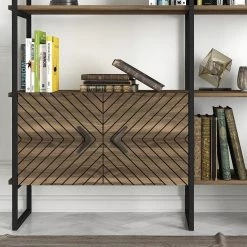 Red Living Étagère murale Sun - Métal - Imitation noyer / Noir -Meubles de salon Soldes 1000284387 210809 06091300164 DETAILS P000000001000284387