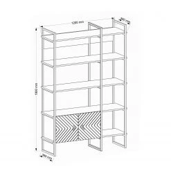 Red Living Étagère murale Sun - Métal - Imitation noyer / Noir -Meubles de salon Soldes 1000284387 210809 06091300165 SKETCH DETAILS P000000001000284387 sketch