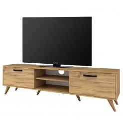 Red Living Meuble TV Raipura - Imitation chĂȘne / Noir