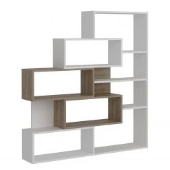 Loftscape Étagère Mertyn - Blanc / Imitation noyer clair -Meubles de salon Soldes 1000284396 210809 06093100186 DETAILS P000000001000284396
