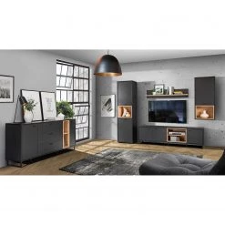 Loftscape Meuble haut Mazzo - Noir / Imitation chêne artisan -Meubles de salon Soldes 1000285797 210819 12212500016 MOOD DETAILS P000000001000285797 mood