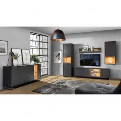 Loftscape Ensemble meubles TV Mazzo (4 éléments) - Noir / Imitation chêne artisan -Meubles de salon Soldes 1000285804 210819 12212500080 MOOD DETAILS P000000001000285804 mood
