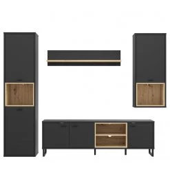 Loftscape Ensemble meubles TV Mazzo (4 éléments) - Noir / Imitation chêne artisan -Meubles de salon Soldes 1000285804 210819 12212500082 DETAILS P000000001000285804