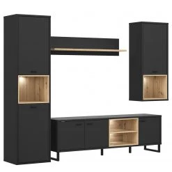 Loftscape Ensemble meubles TV Mazzo (4 éléments) - Noir / Imitation chêne artisan -Meubles de salon Soldes 1000285804 210819 12212500083 DETAILS P000000001000285804