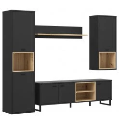 Loftscape Ensemble meubles TV Mazzo (4 éléments) - Noir / Imitation chêne artisan -Meubles de salon Soldes 1000285804 210819 12212500084 DETAILS P000000001000285804