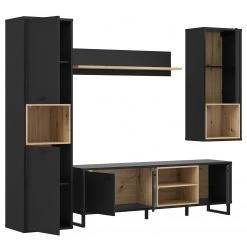 Loftscape Ensemble meubles TV Mazzo (4 éléments) - Noir / Imitation chêne artisan -Meubles de salon Soldes 1000285804 210819 12212500086 DETAILS P000000001000285804