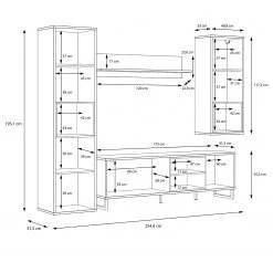 Loftscape Ensemble meubles TV Mazzo (4 éléments) - Noir / Imitation chêne artisan -Meubles de salon Soldes 1000285804 210819 12212600091 SKETCH DETAILS P000000001000285804 sketch