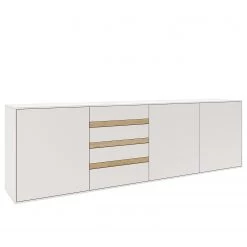 GWINNER Buffet Calea I - Plaqué bois - Blanc mat / Chêne - Alignement à gauche