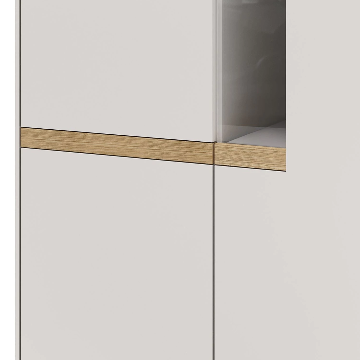 GWINNER Buffet haut Calea II - Blanc mat / Chêne - Avec éclairage 8 GWINNER Buffet haut Calea II - Blanc mat / Chêne - Avec éclairage – Image 6