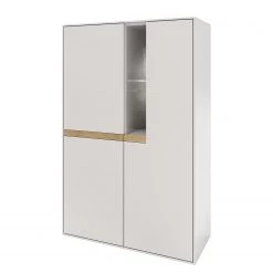 GWINNER Buffet haut Calea II - Blanc mat / Chêne - Avec éclairage