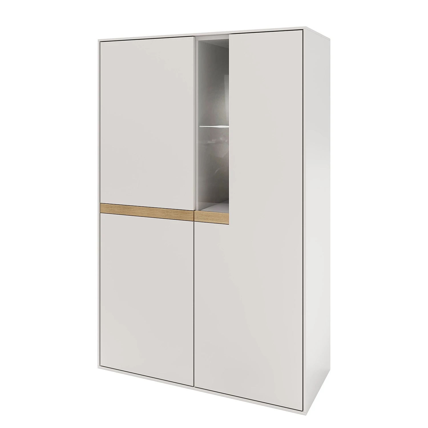 GWINNER Buffet haut Calea II - Blanc mat / Chêne - Avec éclairage 3 GWINNER Buffet haut Calea II - Blanc mat / Chêne - Avec éclairage