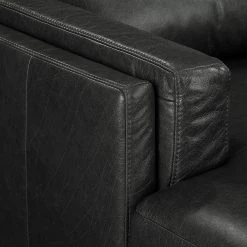 Ars Natura Canapé d’angle Clonee - Cuir véritable - Noir - Méridienne courte à gauche (vue de face) -Meubles de salon Soldes 1000287277 210902 06255200179 DETAILS P000000001000287277