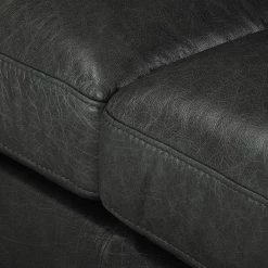 Ars Natura Canapé d’angle Clonee - Cuir véritable - Noir - Méridienne courte à gauche (vue de face) -Meubles de salon Soldes 1000287277 210902 06255200180 DETAILS P000000001000287277