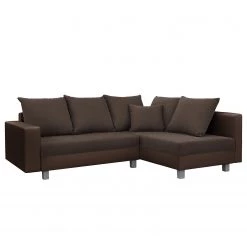 Loftscape Canapé d’angle Drayton - Imitation cuir / Microfibre - Cuir Soka / Microfibre Miako: Marron foncé / Espresso - Méridienne longue à droite (vue de face) - Avec repose-pieds -Meubles de salon Soldes 1000287695 210910 11443901489 DETAILS P000000001000287695