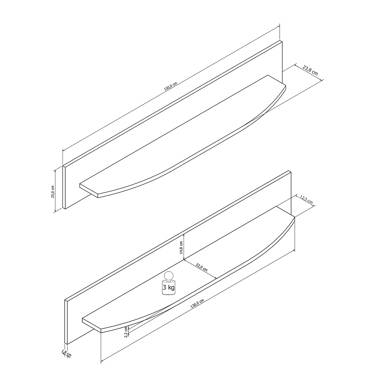 Loftscape Tablette murale Intento - Blanc brillant / Anthracite 10 Loftscape Tablette murale Intento - Blanc brillant / Anthracite – Image 8
