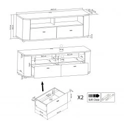 Loftscape Meuble TV Intento I - Blanc brillant / Anthracite -Meubles de salon Soldes 1000288184 210827 12095500039 SKETCH DETAILS P000000001000288184 sketch