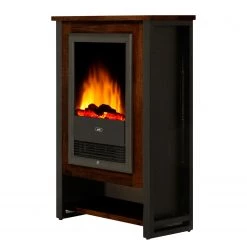 Red Living Cheminée électrique Kalkutta - Manguier massif / Métal - Marron foncé