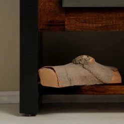 Red Living Cheminée électrique Kalkutta - Manguier massif / Métal - Marron foncé -Meubles de salon Soldes 1000289255 210908 06202200030 DETAILS P000000001000289255