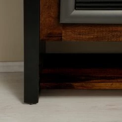 Red Living Cheminée électrique Kalkutta - Manguier massif / Métal - Marron foncé -Meubles de salon Soldes 1000289255 210908 06202200033 DETAILS P000000001000289255