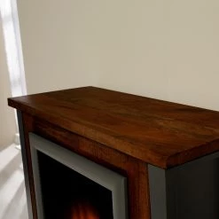 Red Living Cheminée électrique Kalkutta - Manguier massif / Métal - Marron foncé -Meubles de salon Soldes 1000289255 210908 06202200035 DETAILS P000000001000289255